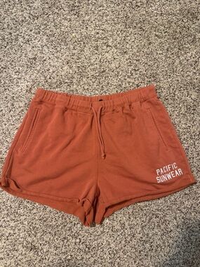 PacSun Burnt Orange Terry Lounge Shorts with Logo Patch